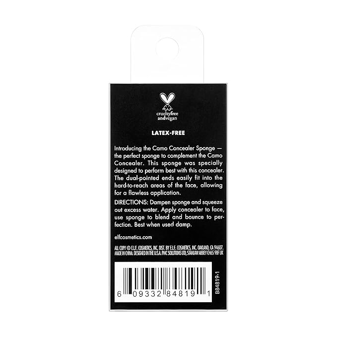 e.l.f. Cosmetics Camo Concealer Sponge, Makeup Sponge With Latex Free Foam & Dual-Pointed Ends For Blending, Vegan & Cruelty-Free, Flesh, 1 Count (Pack of 2)