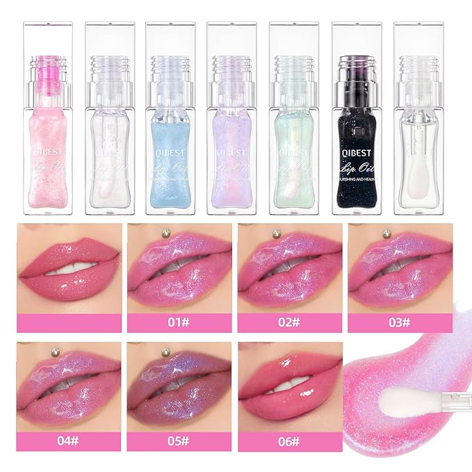Magic Color Changing Lip Oil, 2024 New(Transparent+Black)Glitter Moisturizing Lip