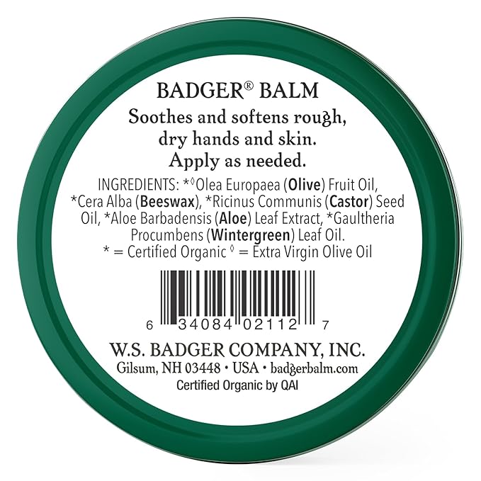 Badger Healing Balm, Hard Working Hands Cream, Organic Hand Cream for Dry Cracked Hands, Long Lasting Hand Moisturizer/Dry Hands Treatment, .75 oz Tin, 3-Pack