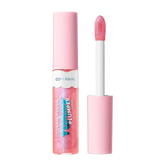COVERGIRL Clean Fresh Yummy Plumper Lip Gloss, 820 Pixie Dust, Plumper, Shiny, Vegan Formula, Easy to Apply, Minty Flavor, 0.33oz