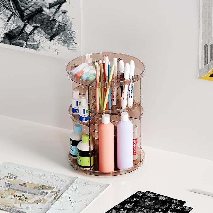 Rotating makeup organizer countertop, diy