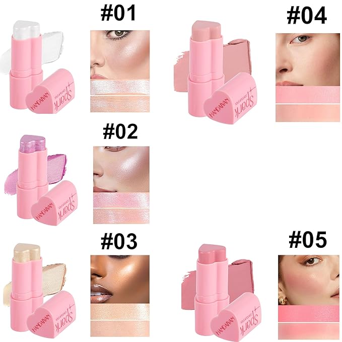 Heart Blush Stick, Matte Rouge Stick, Cheek Contour (05#, 0.) 21 OZ