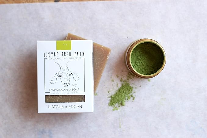 Little Seed Farm Organic Goat’s Milk Soap – 3 Pack of Matcha & Argan Facial and Body Bars– Natural, Handmade, Cruelty Free – Calming and Hydrating for Dry, Mature and Combination Skin, Net Wt. 4.75oz