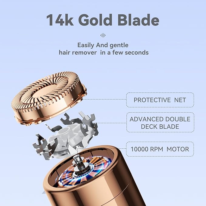 Facial Hair Remover for Women Ladies Upper Lip Hair Removal Electric Face Shaver with Rechargeable Battery Brush (White with 1 Replacment Head)