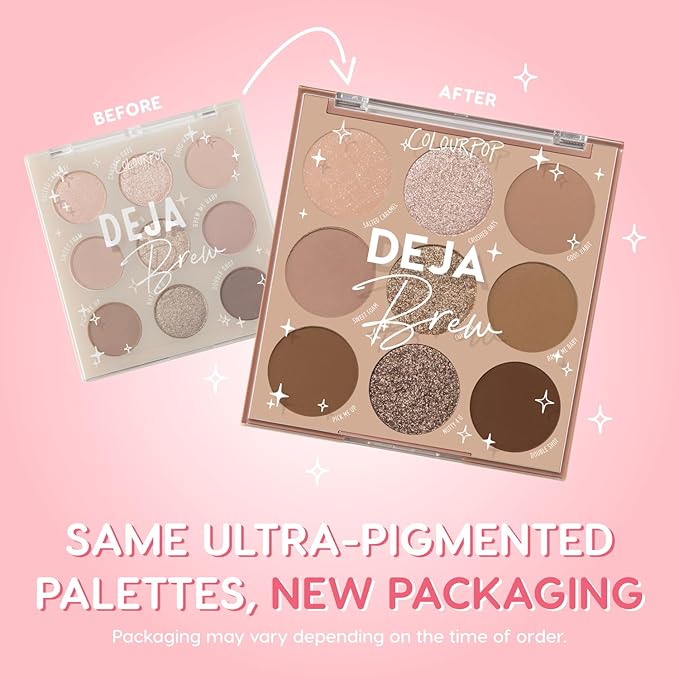 ColourPop Deja Brew Eyeshadow Palette - Cool-Toned Nude Eye Makeup Palette with Matte, Metallic and Matte Sparkle Finishes - High-Pigment Eye Makeup with a Long-Wearing Formula (0.3 oz)