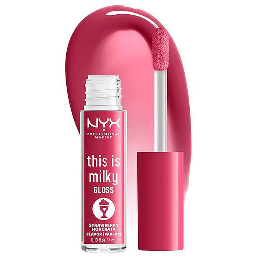 NYX PROFESSIONAL MAKEUP This Is Milky Gloss, Lip Gloss with 12 Hour Hydration, Vegan - Strawberry Horchata (Mauve Pink)