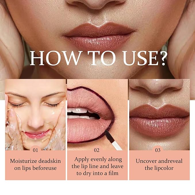 Peel Off Lip Liner Stain Velvet Tint – Long-Lasting, Moisturizing, Non-Sticky Matte Lip Lacquer, Highly Pigmented, Smudge-Proof Liquid Lipstick Makeup (brown)