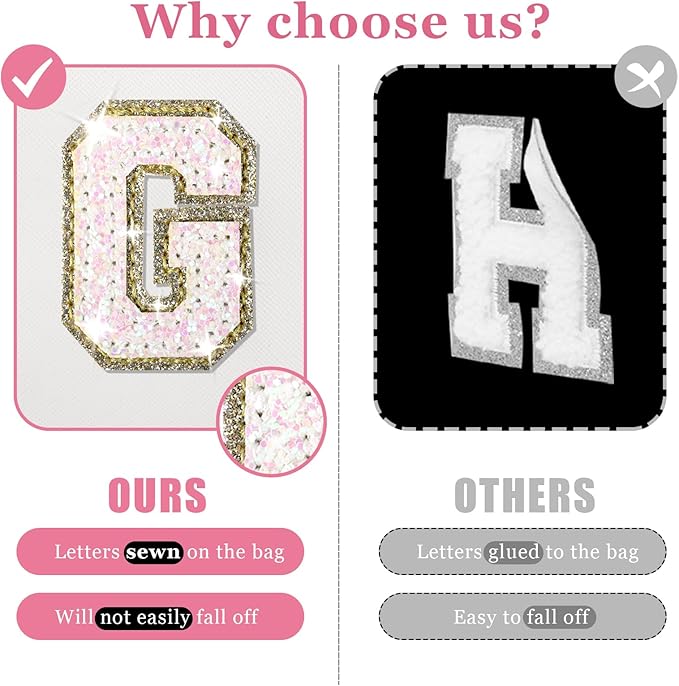 Initial letter patch makeup bag,