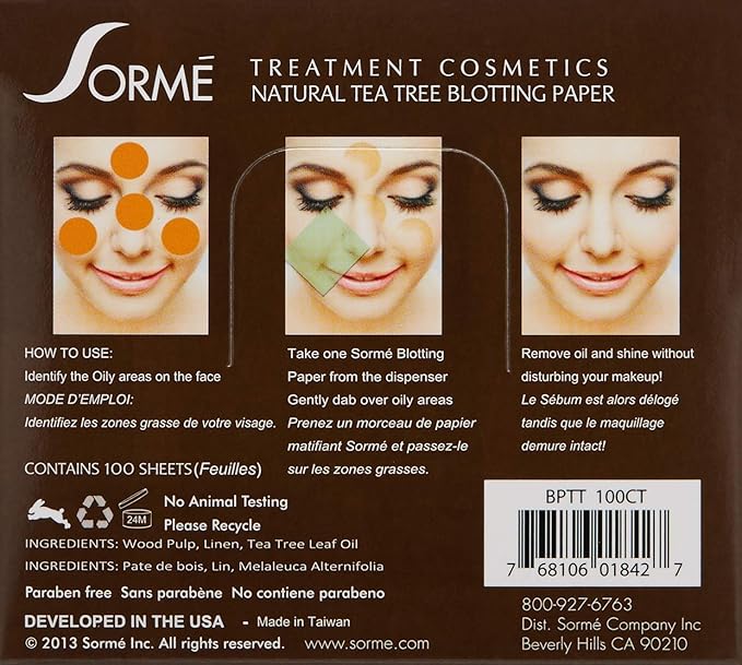 Sorme' Treatment Cosmetics Blotting Paper, Tea Tea, 0.. 5 oz