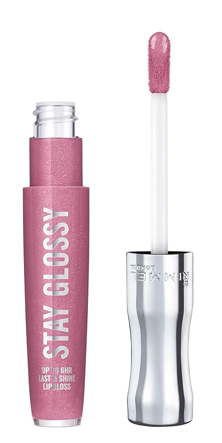 Rimmel Stay Glossy Lip Gloss Bundle - 030 Cake for Breakfast & 200 Tainted Love, .18oz Each