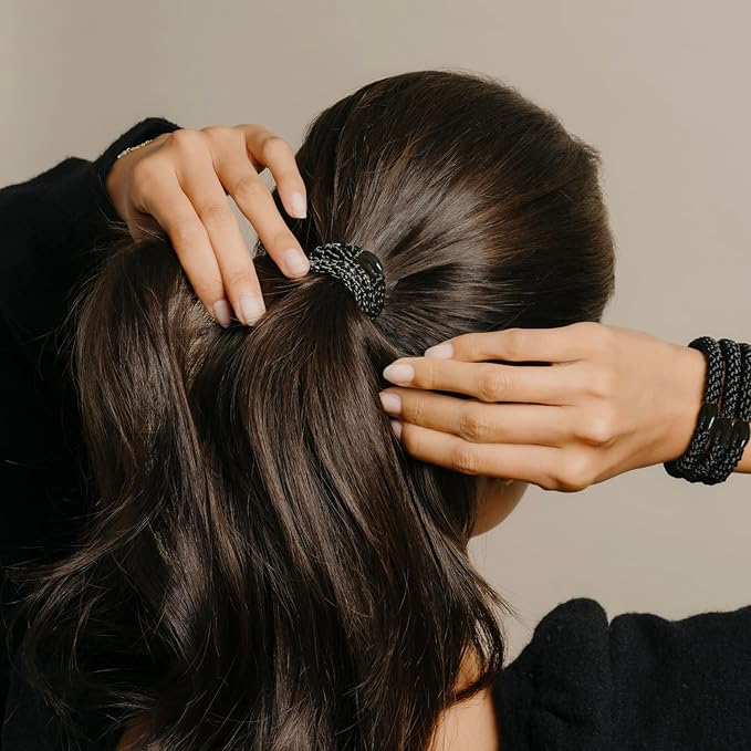 L. Erickson Grab & Go Ponytail Holders, Summer, Set of Eight - Exceptionally Secure with Gentle Hold