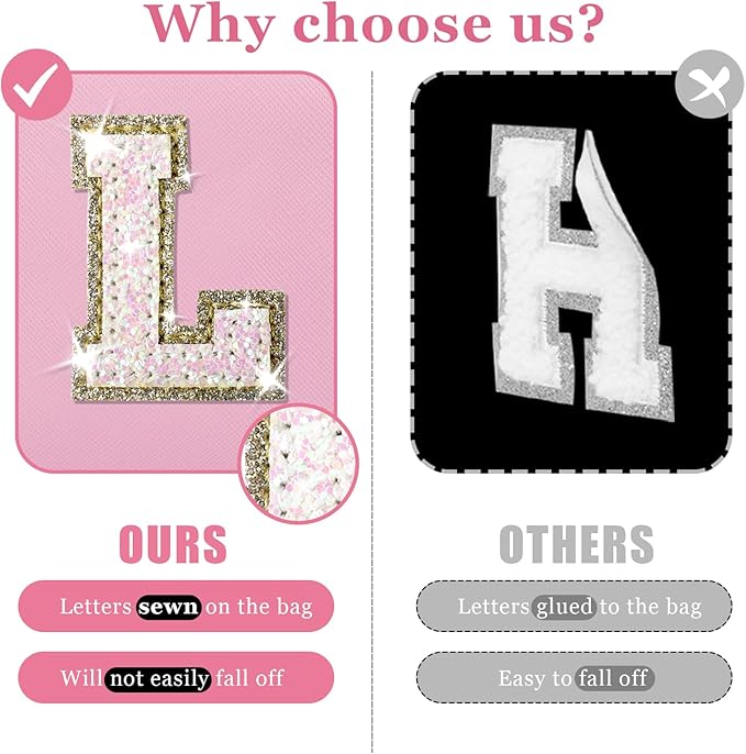 Initial letter patch makeup bag,