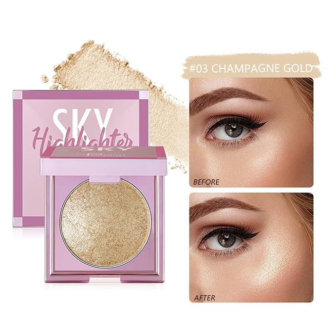 MAEPEOR Face Highlighter Palette 8 Colors Smooth Shimmer Champagne Gold)