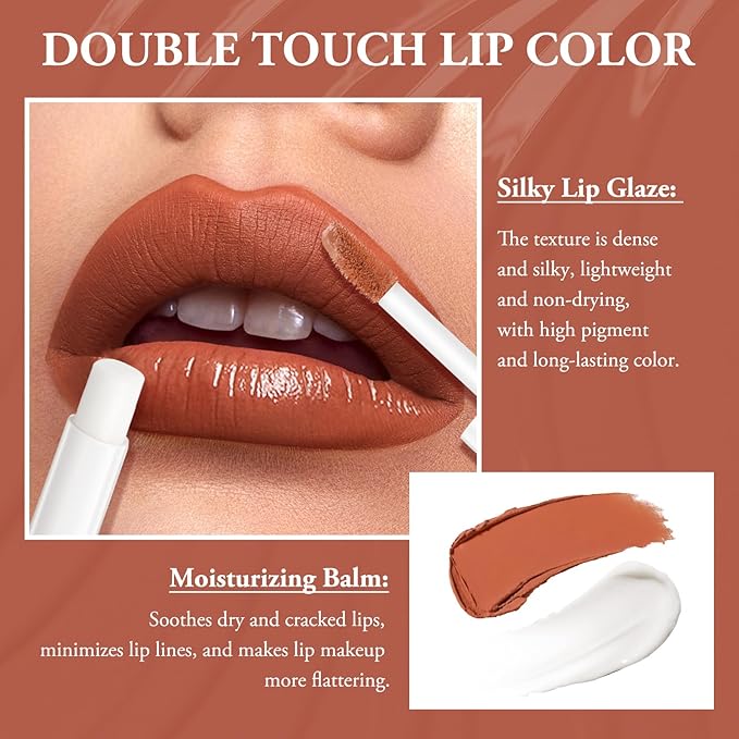 Double Head Lipstick & Moisturizing Lip Balm, 2-in-1 Moisturizing