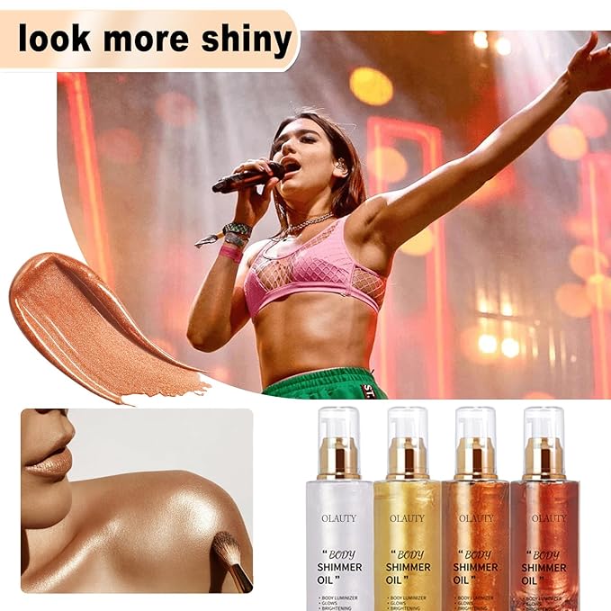 Shimmer Body Oil Waterproof Body Luminizer Bronze, Face Makeup Glow