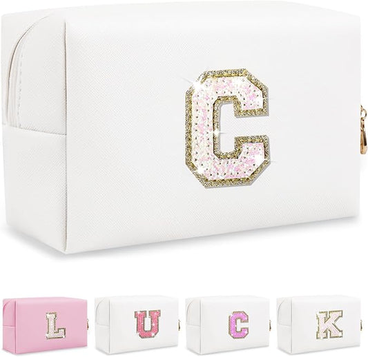 Personalized initial letter makeup bag,