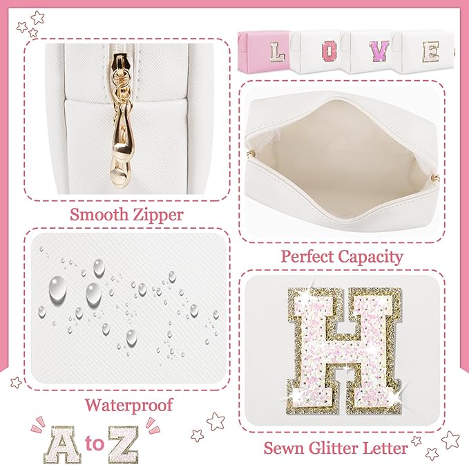 Personalized initial letter makeup bag,