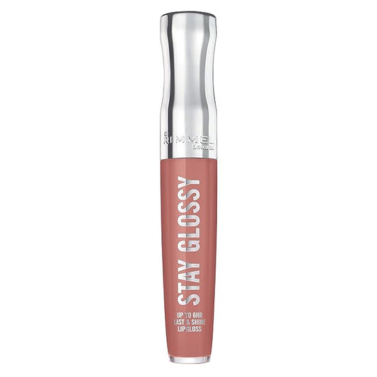 Rimmel Stay Glossy Lip Gloss - Non-Sticky and Lightweight Formula for Lip Color and Shine - 133 Bare Minimum, .18oz