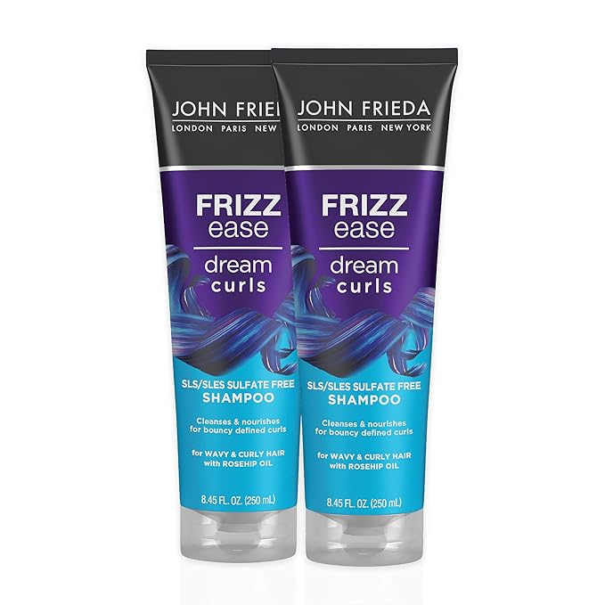 John Frieda Anti Frizz, Frizz Ease Dream Curls Shampoo, SLS/SLES Sulfate Free Shampoo for Curly Hair, Helps Control Frizz, with Curl Enhancing Technology, 8.45 Fl Oz, Pack of 2