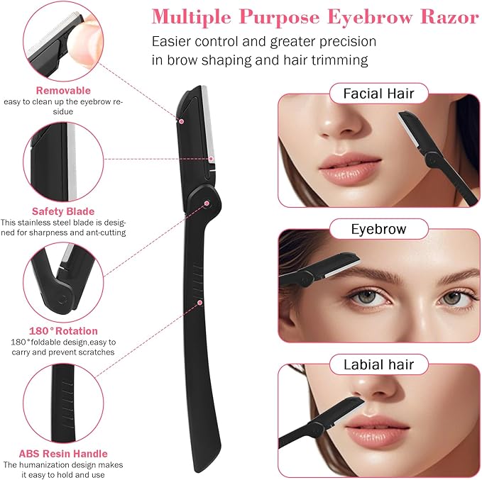 Tweezers Set, Hyxhappy 9 pcs Professional Stainless Steel Tweezer Kit for Women Facial Hair, Precision Plucke Tweezers with Luxurious Travel Case for Ingrown Hair Removal