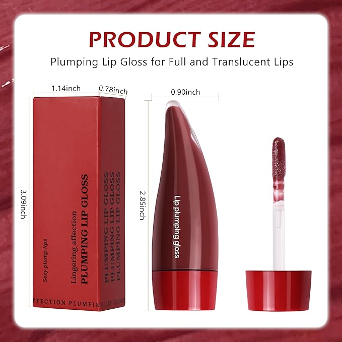 Juicy Lip Plumping Gloss, Tinted Lip Gloss Lip Plumper, Hydrating Moisturizing Lip Tint Stain, Highly Pigmented Shine Glossy Lip Oil, Long-Lasting Lip Gloss For Women Girls Dry Lip Care-04#