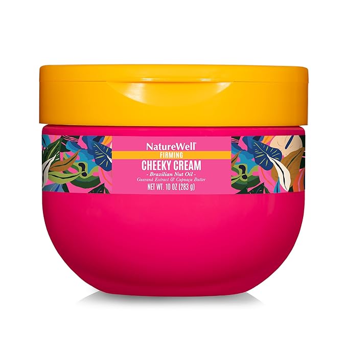 NATURE WELL Ultra-Rich Firming & Tightening Cheeky Body Cream, Promotes Deep Hydration, Fast Absorbing, Scents of Pistachio Cream, Almond Blossom, Brazil Nut, Cupuacu, Coconut, & Salted Caramel, 10 Oz