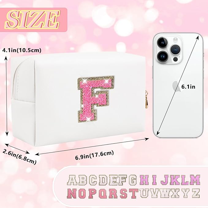 Personalized initial letter makeup bag,