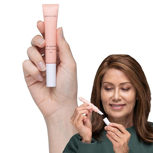 Dermaclara Peptide Infused Lip Serum - Plumping Peptide Lip Treatment for Women, Anti Aging Serum for Wrinkles, Lip Gloss with Collagen and Hyaluronic Acid - 7 ml (1 Count)