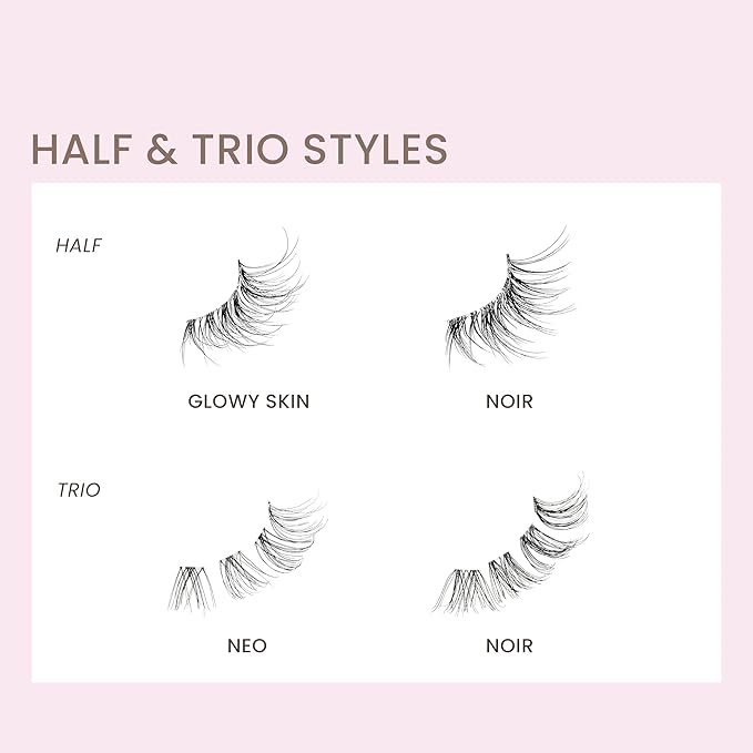 KISS The New Natural Effortless Minimal Look False Eyelashes 12mm, Half Strip Lash Single Pack, NNH01, 1 Pair