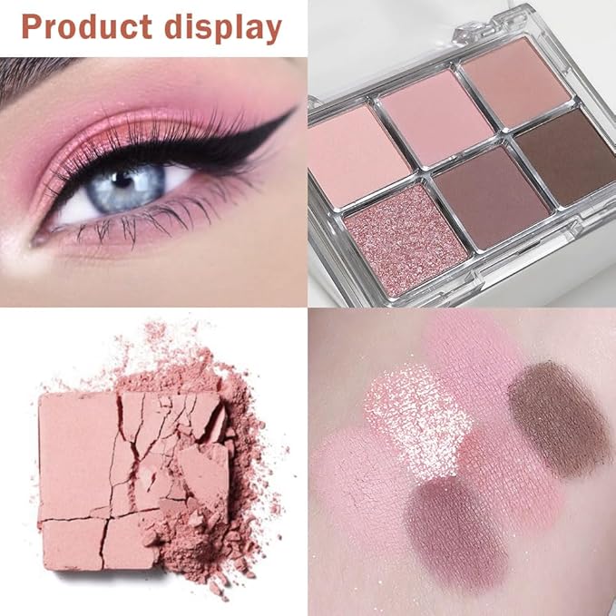 6 Colors Nude Pink Purple Matte Shimmer Eyeshadow