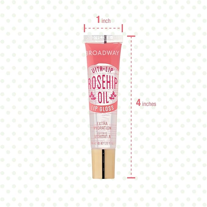 Ruby Kisses Broadway Vita-Lip Clear Lip Gloss (Rosehip Oil 12 Pack), Ultra-Hydrating & Soothing Formula with Vitamin Oils, High-Shine Non-Sticky Finish, Healing Glossy Lip Balm With Vitamin A