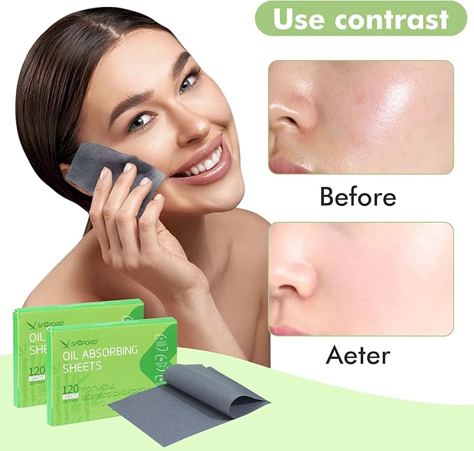 Oil Absorbing Sheets with Bamboo Charcoal - 6 Oily Skin