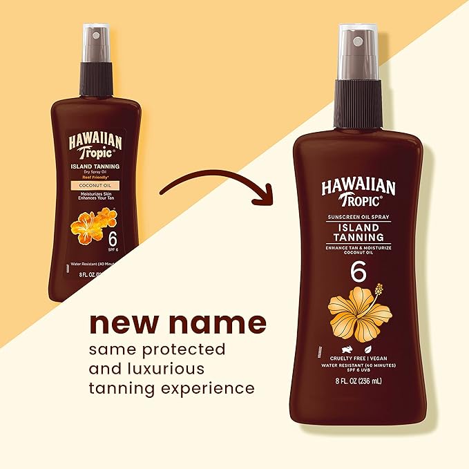 Hawaiian Tropic Dark Tanning Oil, Spray Pump, SPF 6 8 Oz (Packaging May Vary) (Pack of 2)