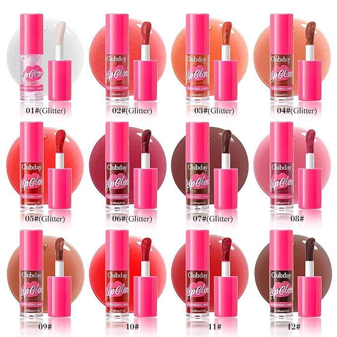 Lip Plumper Gloss Glitter Tinted Plumping Lip Gloss For Women Hydrating Long Lasting Shimmer Moisturizing Glossy Non Sticky Lip Gloss (05# Nude Pink)