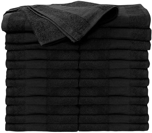 ForPro Professional Collection Premium Bleach Tough Salon Towels, Black, 100% Cotton, Bleach-Proof Towels, Stain Resistant, 16" W x 27" L, 24-Count