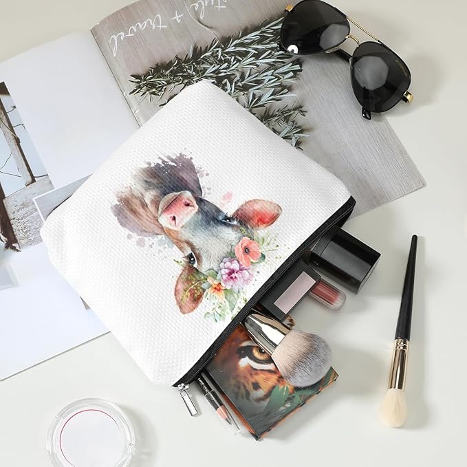 Floral farm animals cosmetic bag