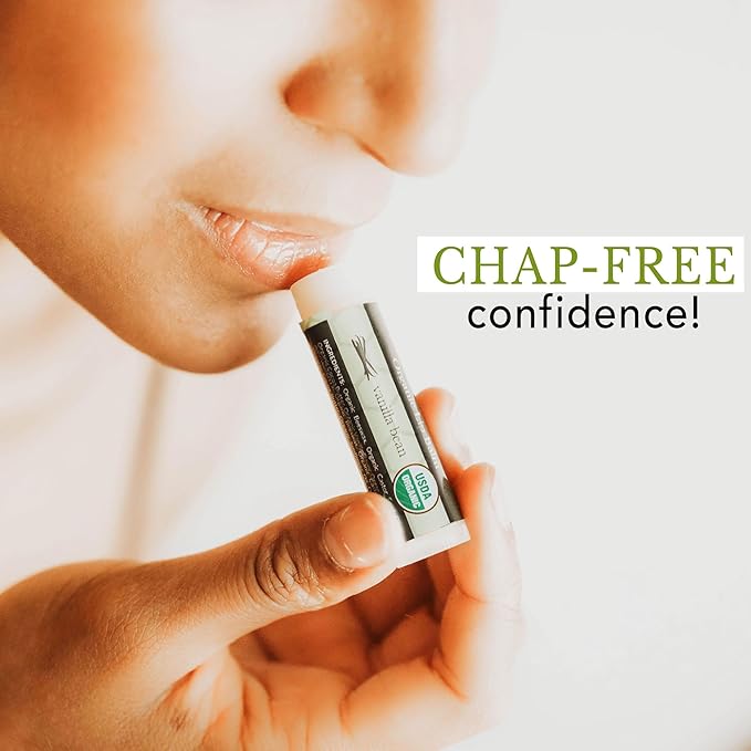 Organic Lip Balm - 4 Pack Beeswax Vanilla Natural Chapstick