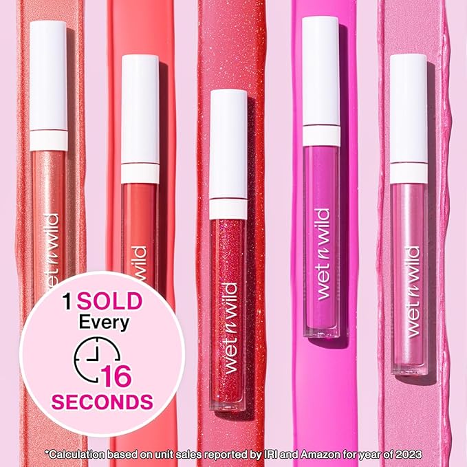 wet n wild MegaSlicks Lip Gloss, Ultra-Glossy, Vitamin-E Enriched, Ultra-Gloss High Shine Moisturizing, Cruelty-Free & Vegan - My Cherry Amour