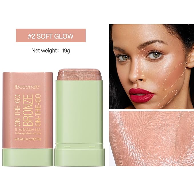 On-The-Go Bronzer Stick,Multi-Use Cream Contour Stick,Natural Long Lasting Stick,Multi-Use