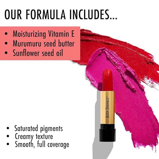 Black Radiance Perfect Tone Lipstick Lip Color, Reggae Red, 0.13 Ounce