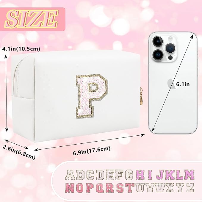 Personalized initial letter makeup bag,