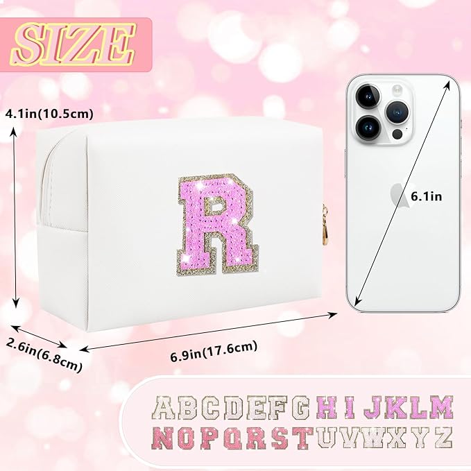 Personalized initial letter makeup bag,