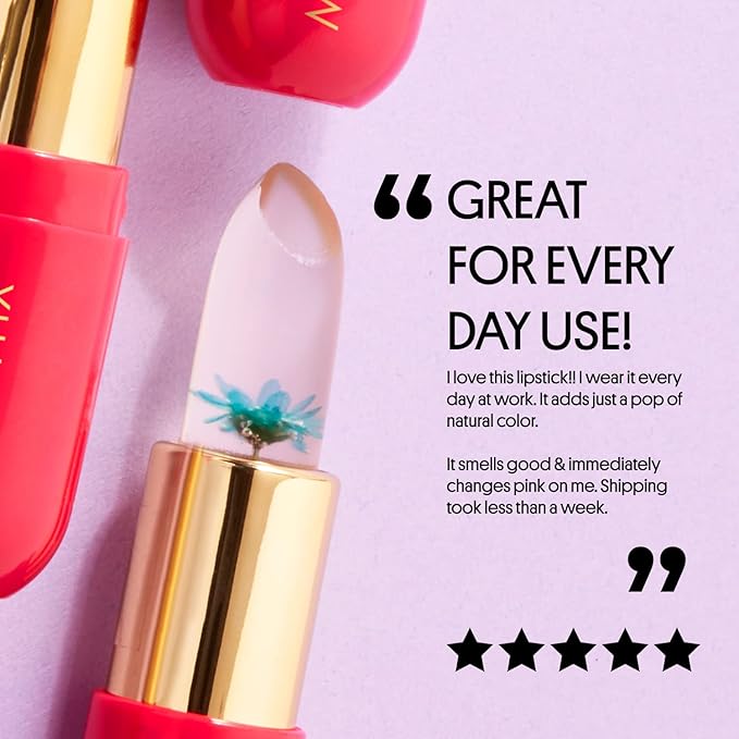 Winky Lux Flower Balm, pH Lip Balm, Color Changing Lipstick and Tinted Lip Balm Stain, Vegan & Cruelty Free Hydrate & Plump, Sheer Pink Lipstick, Purple Flower