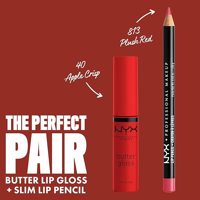 NYX PROFESSIONAL MAKEUP Butter Gloss, Non-Sticky Lip Gloss - Apple Crisp (Modern Red)