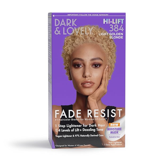 SoftSheen-Carson Dark and Lovely Fade Resist Rich Conditioning Hair Color, Permanent Hair Color, Up To 100 percent Gray Coverage, Brilliant Shine with Argan Oil and Vitamin E, Light Golden Blonde