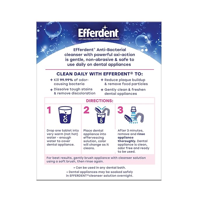 Efferdent Retainer & Denture Cleaner Tablets and Dental Bath, 4 Tablets