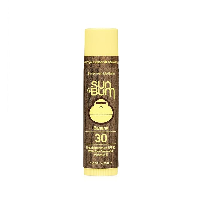 Sun Bum SPF 30 Sunscreen Banana Lip Balm - Moisturizing Aloe Vera and Vitamin E - Vegan and Cruelty Free - Broad Spectrum UVA/UVB Lip Protection - 0.15 oz Stick