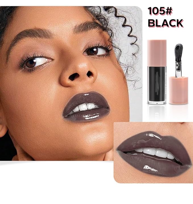 MAEPEOR Black Glossy Lipgloss 5 Colors Nourishing High-shine Glossy Lipgloss Luscious-colors Non-Sticky Shine Glossy Lipgloss (Black)
