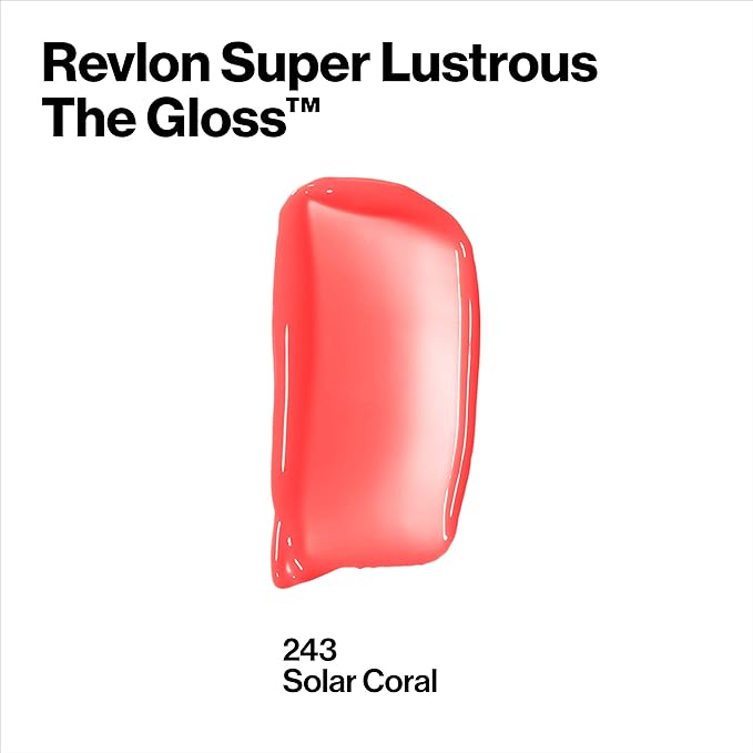 Revlon Super Lustrous Lip Gloss, Non-Sticky, Hydrating, High Shine Finish, 243 Sizzling Coral, 0.13 oz