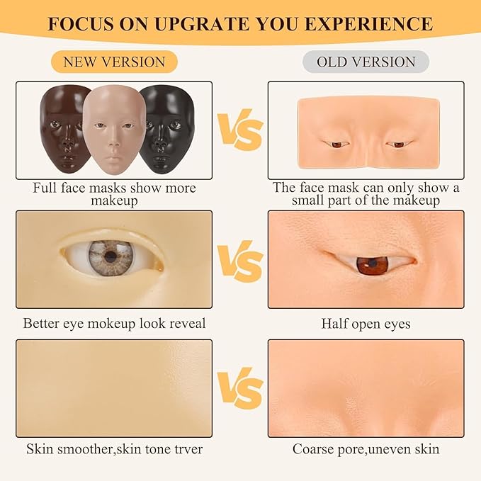 Makeup Practice Face, Eye Makeup Practice Head Silicone,